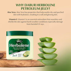 Dabur Herbolene Aloe Vera Gel Petroleum Jelly - Enhanced with Vitamin E for Deep & Intensive Skin Moisturization - Gentle on Sensitive Skin - Nourishing Bliss & Lasting Hydration - 425 ML (Pack of 1)