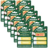 Vaseline Lip Therapy Coconut Macaron Lip Balm Bulk, 12 Twin Packs (24 Sticks) + Lip Protectant, Stocking Stuffers, Secret Santa, 0.32 Oz Ea