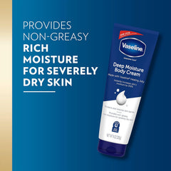 Vaseline Intensive Care Body Cream Deep Moisture with Healing Petroleum Jelly & Vitamin E Rich & Smooth for Dry Skin 9 oz,(Pack of 8)
