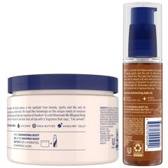 Vaseline Illuminate Me Body Butter & Oil - Shimmering Body Bronzer, Hydrating Whipped Organic Shea Butter with 24-Hour Moisture for Melanin-Rich Skin, Radiant Glow Oil (2 Piece Set)