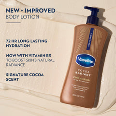 Vaseline Intensive Care Body Lotion Cocoa Radiant 3 count for Dry Skin Lotion Made with Ultra-Hydrating Lipids and Pure Cocoa Butter for a Long-Lasting, Radiant Glow 20.3 Oz