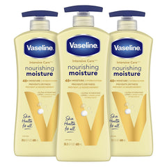 Vaseline hand and body lotion Intensive Care Moisturizer for Dry Skin Essential Healing Clinically Proven to Moisturize Deeply 20.3 Fl oz & Intensive Care Body Lotion for Dry Skin Cocoa Radiant Lotion