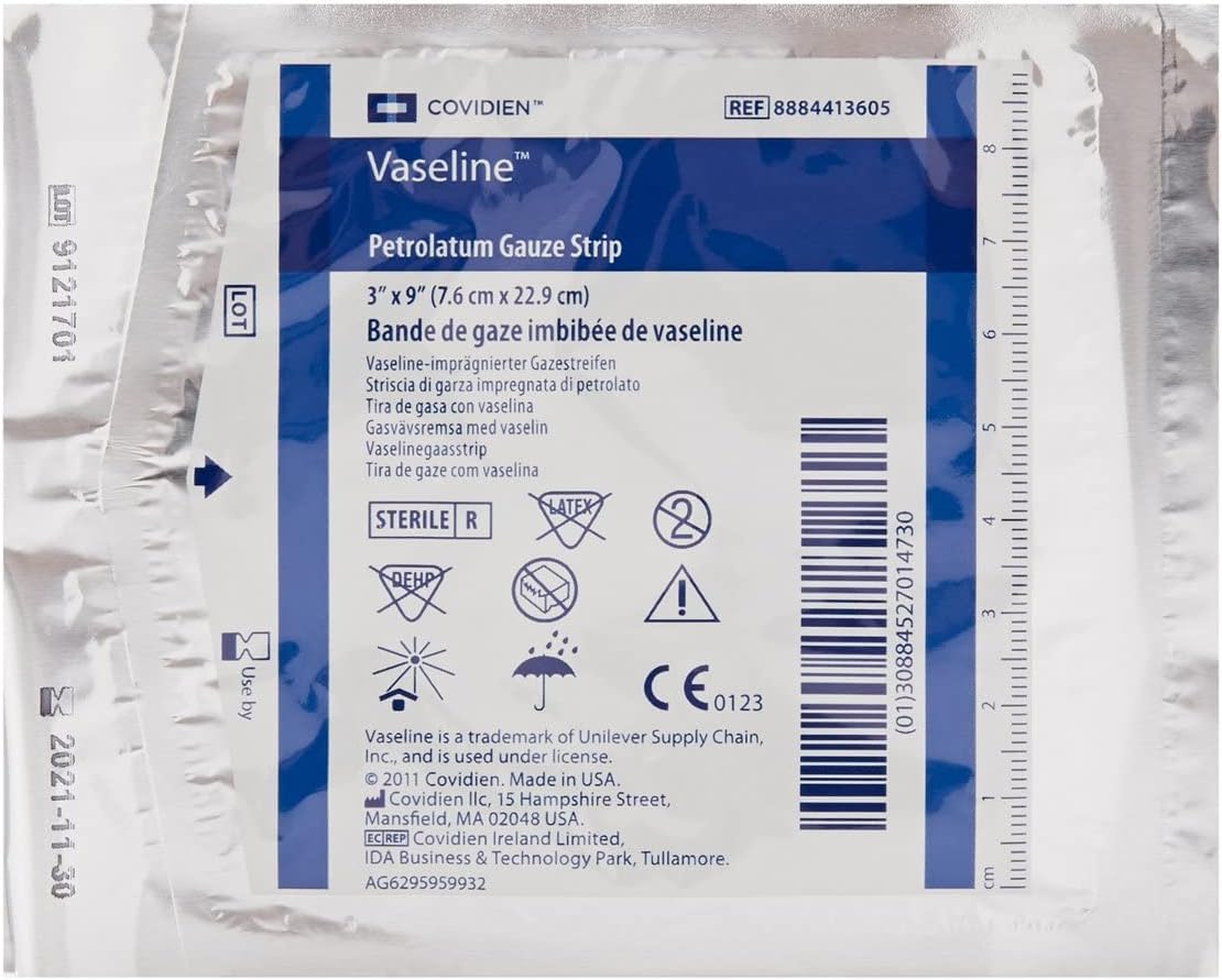 COVIDIEN Vaseline Petroleum Gauze Strip, 3 X 9 Inch | 1 Count
