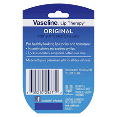 Vaseline Lip Therapy Original + Vitamin E, Mini 2-Packs (6 Jars) – Fragrance-Free Lip Balm, Moisturizer for Soft, Smooth & Glossy Lips, 0.25 Oz Ea