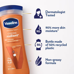 Vaseline Intensive Care Cocoa Radiant Hand & Body Moisturizer + Lip Therapy with Cocoa Butter for Healing Dry Skin & Lips