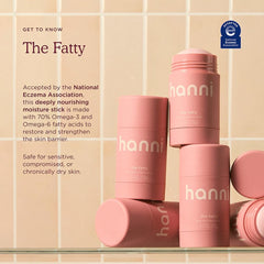 HANNI Fatty Body Moisturizer Stick with Fatty Acids, Travel Size Friendly Solid Lotion for Plumping and Hydration, Fragrance-Free and Safe for Sensitive Skin, 2.5 oz