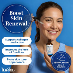 TruSkin Retinol Serum for Face – Gentle, Skin Friendly Anti-Aging Retinoid with Hyaluronic Acid, Cica & Vitamin E – Retinol Facial Serum for Smoother-Looking Skin & Improved Texture, 1 Fl Oz