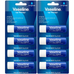 Vaseline Lip Therapy Original 8-Pack – Lip Moisturizer for Dry, Cracked Lips, 0.16 Oz Ea
