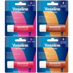 Vaseline Lip Therapy Variety 4-Pack – Rosy Lips + Cocoa Butter Moisturizing Lip Balm with Vitamin E, 0.16 Oz Ea
