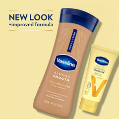 Vaseline Body Lotion, Almond Smooth, 72HR Moisture with Pro-Vitamin B5 + Travel-Friendly Nourishing Moisture Lotion for Extremely Dry Skin