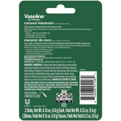 Vaseline Lip Therapy Coconut Macaron Lip Balm Bulk, 12 Twin Packs (24 Sticks) + Lip Protectant, Stocking Stuffers, Secret Santa, 0.32 Oz Ea