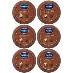 Vaseline Cocoa Glow Body Cream 6-Pack – Pure Cocoa Butter 48H Moisturizing Cream for Dry Skin, Travel-Size, 2.53 Fl Oz Ea