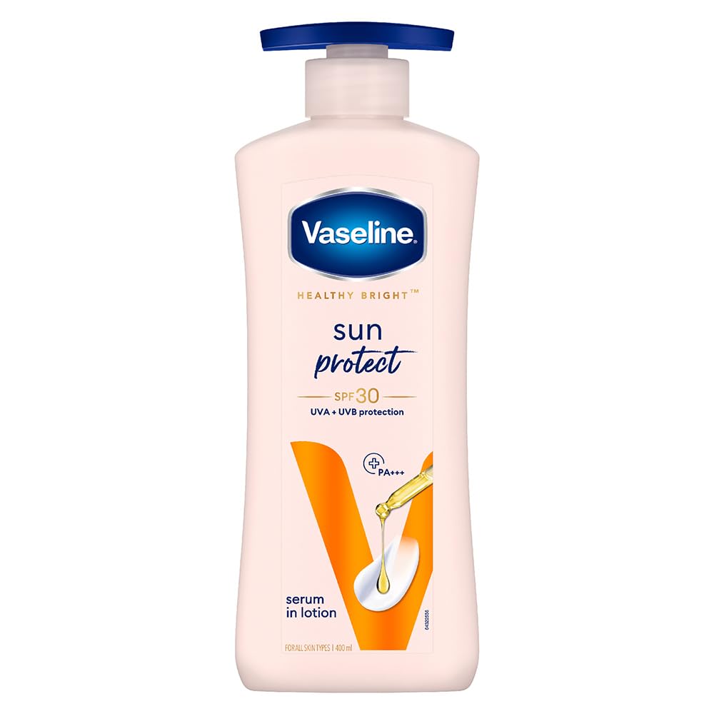 Vaseline Sun Protection Body Lotion SPF 30, Daily Use Body Moisturizer for All Skin Types, Non-Greasy Texture – 400 ml (13.5 fl oz)