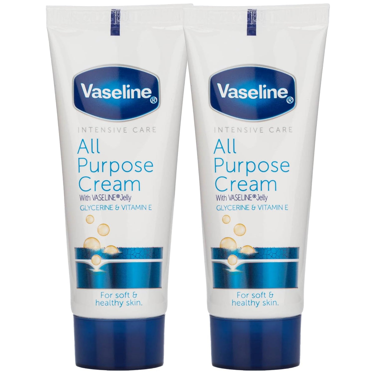 Vaseline Travel Essentials, All Purpose Cream 2-Pack, Hand & Body Lotion for Extremely Dry Skin, 1.41 Oz Ea